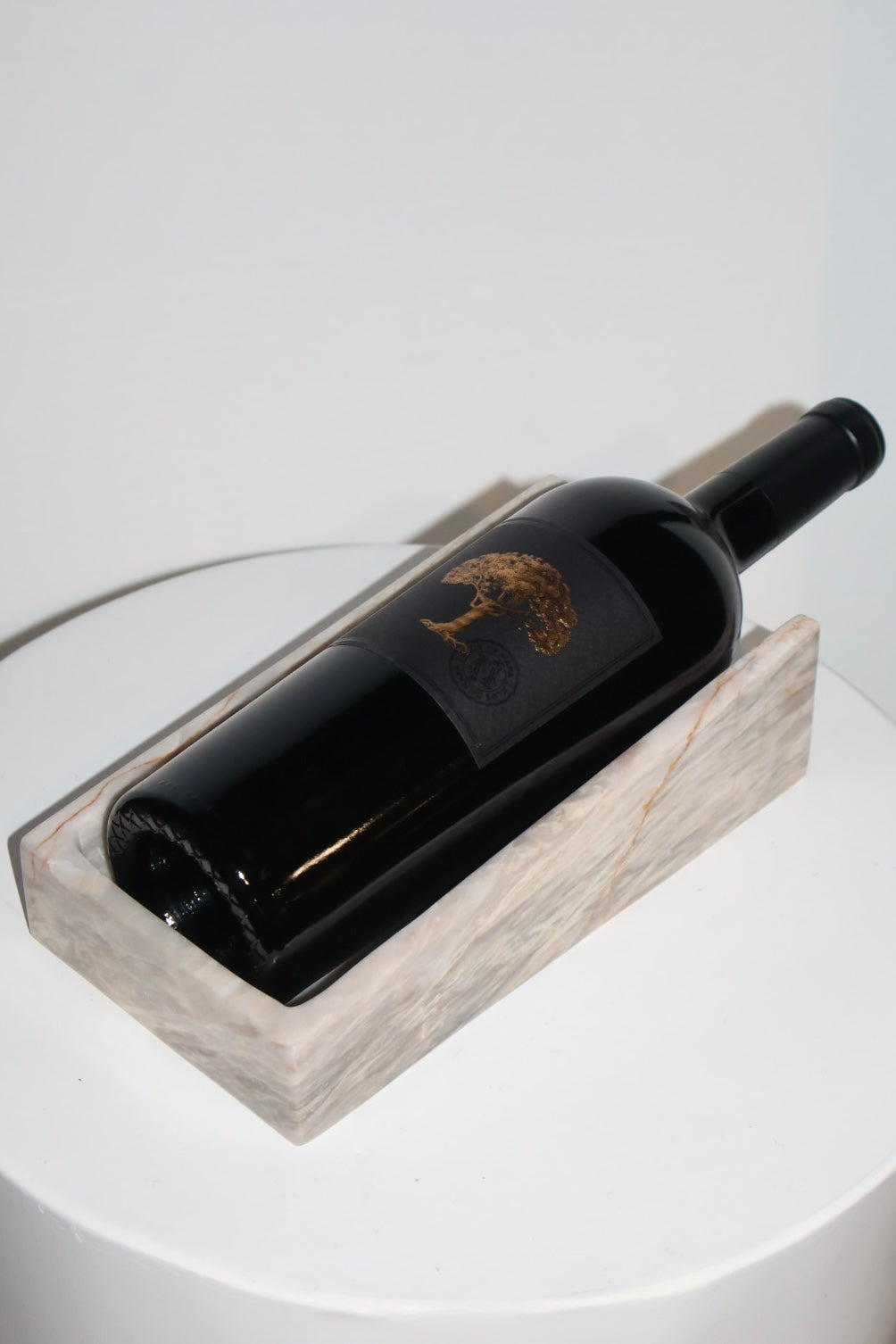 Marble Wine Holder in Soft White Bluish Gray